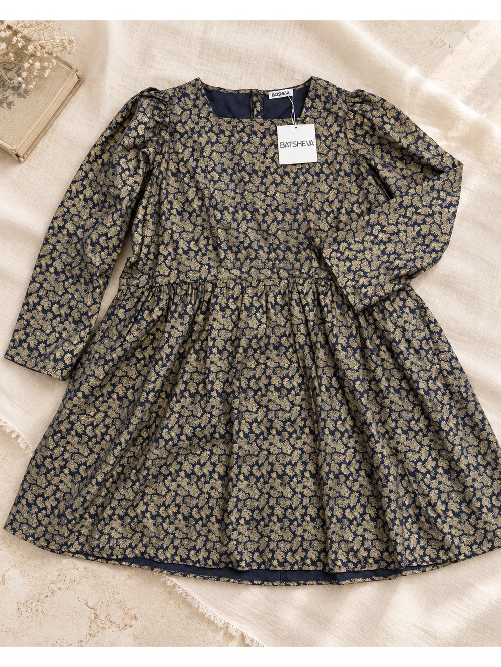 NWT Batsheva Mini Prairie Gold Black Paisley Dress Runway Luxury Sz 16 Oversized